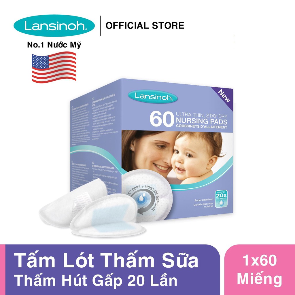 Tấm lót thấm sữa mẹ Lansinoh (Hộp 60 miếng)