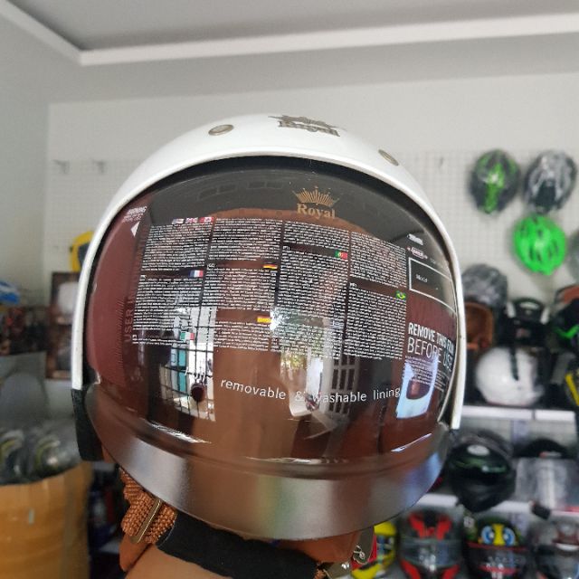 Nón bảo hiểm M139 V9 Custom trắng kính âm