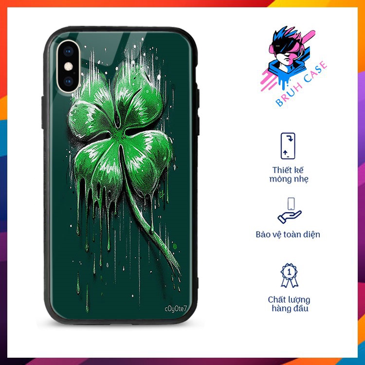 Ốp Đt Hình Cỏ 4 Lá BRUH CASE Cho Iphone 12/11/ProMax/6/6S/7/8/Plus/X/Xs/Xr