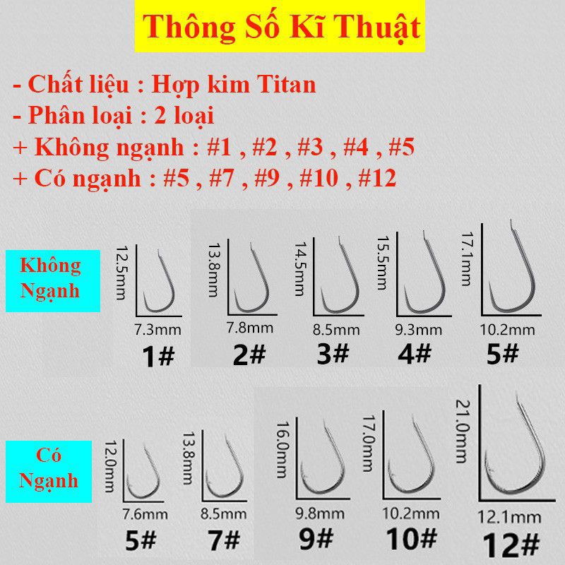 Lưỡi câu cá Titan CJ-seiko nhật bản (vỉ 20, chiếc) siêu sắc bén chuyên câu đài,câu đơn LC-9