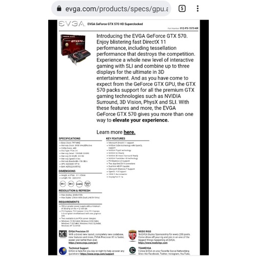 Card đồ họa EVGA GTX 570 HD như mới