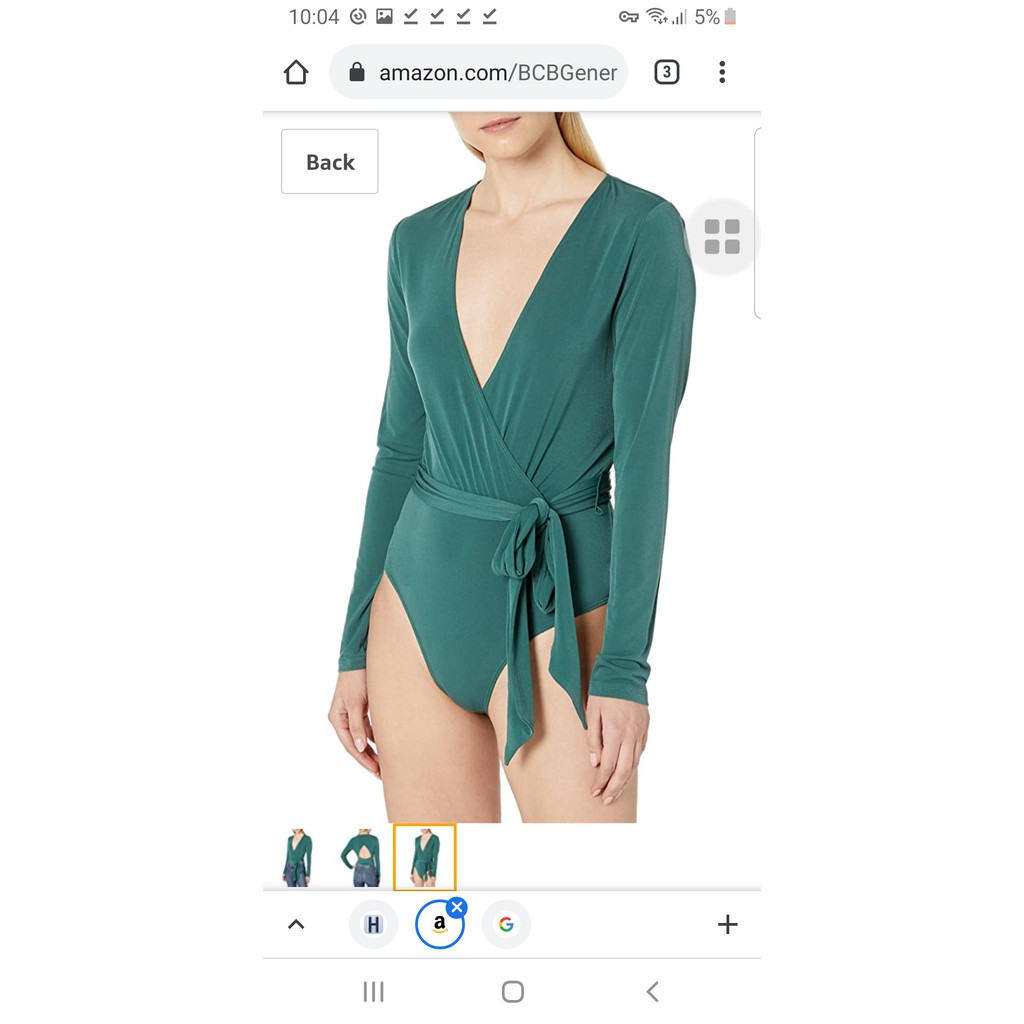 Bodysuit BCBG xanh khoét lưng Kami