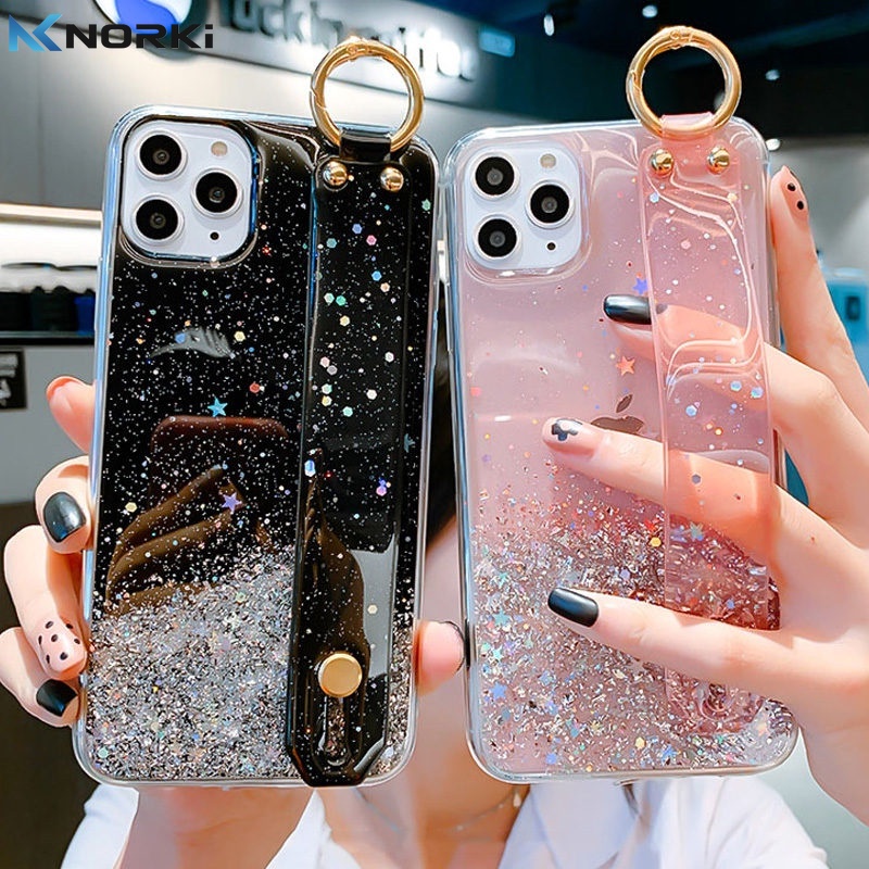 Ốp Điện Thoại Mềm Màu Gradient Có Dây Đeo Tay Cho Realme C21Y C25Y C20 C12 C11 C3 C2 A1K 8 Pro 7 Pro 7i