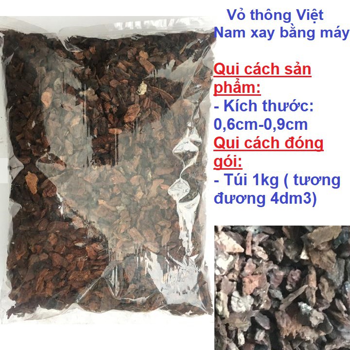 Bán sỉ Túi 1kg vỏ thông trồng lan Việt Nam kích cỡ 0,6-0,9cm làm thể trồng lan. hàng nhập khẩu, hàng chính hãng.