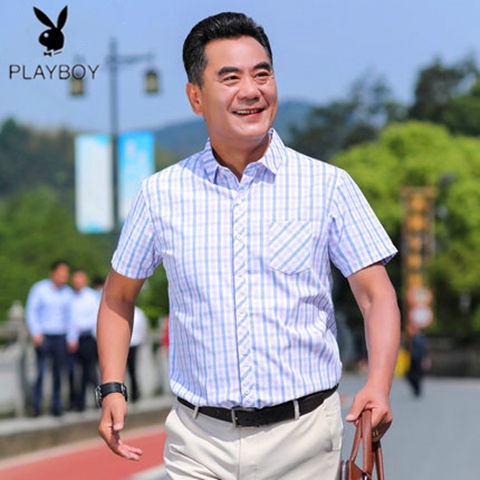 Áo Sơ Mi Caro Ngắn Tay Thời Trang Hè Cho Nam Trung Niên 40-50 Tuổi