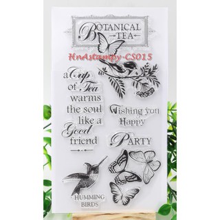 hnastampy CS015 con dấu tem trong suốt seal clear stamp dùng cho handmade scrapbook bộ Bontanical tea