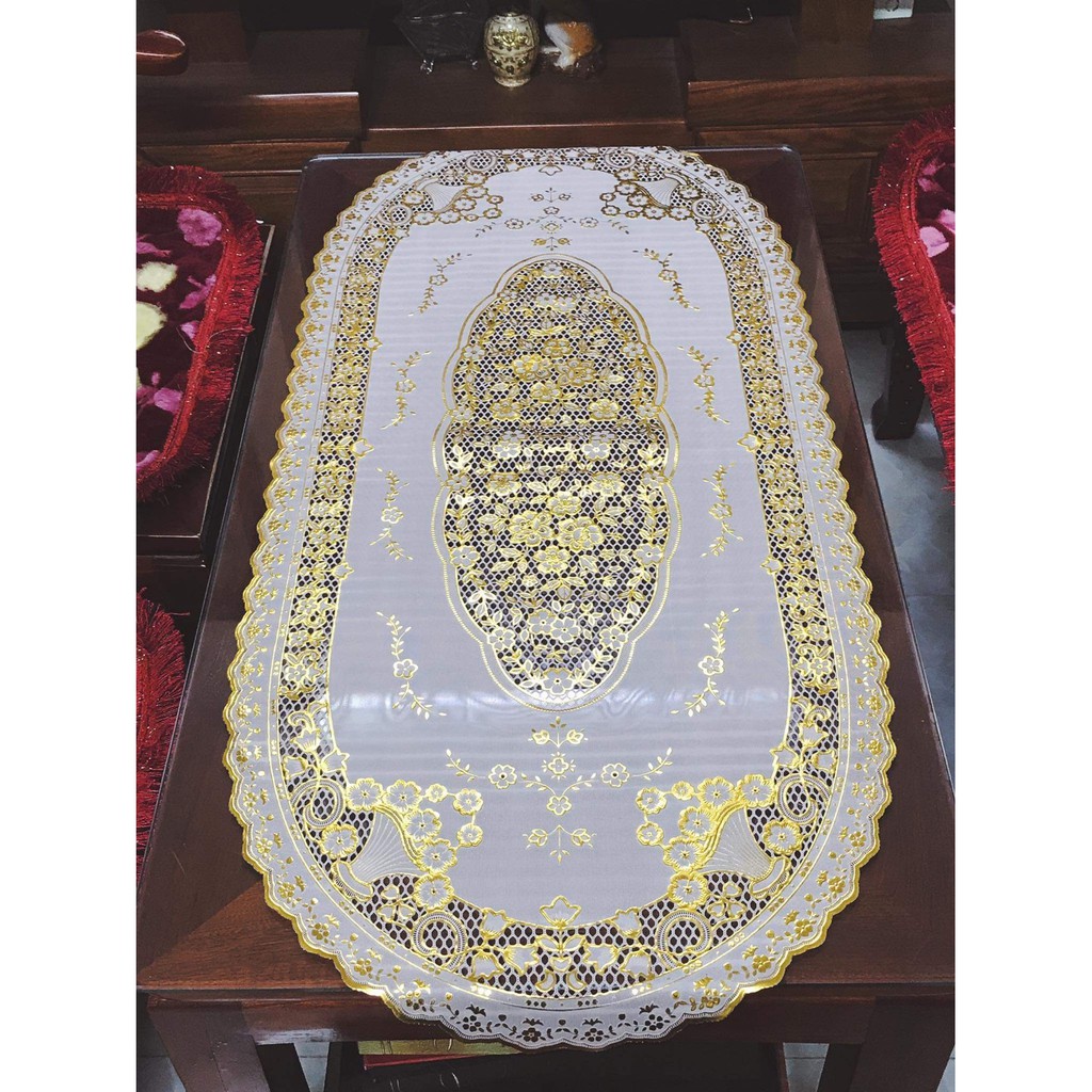 [SIÊU RẺ] Khăn trải bàn ren hoa 50x110cm - HÀNG ĐẸP