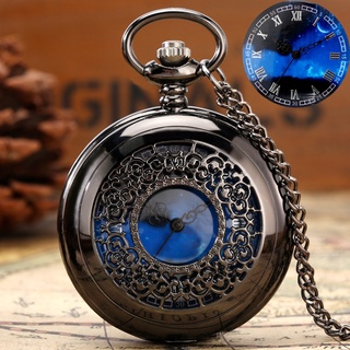 Đồng hồ thời trang Hồ Quả Quýt Mặt Hình Bầu Trời Sao Màu Xanh Dương Chất Liệu Đồng Phong Cách