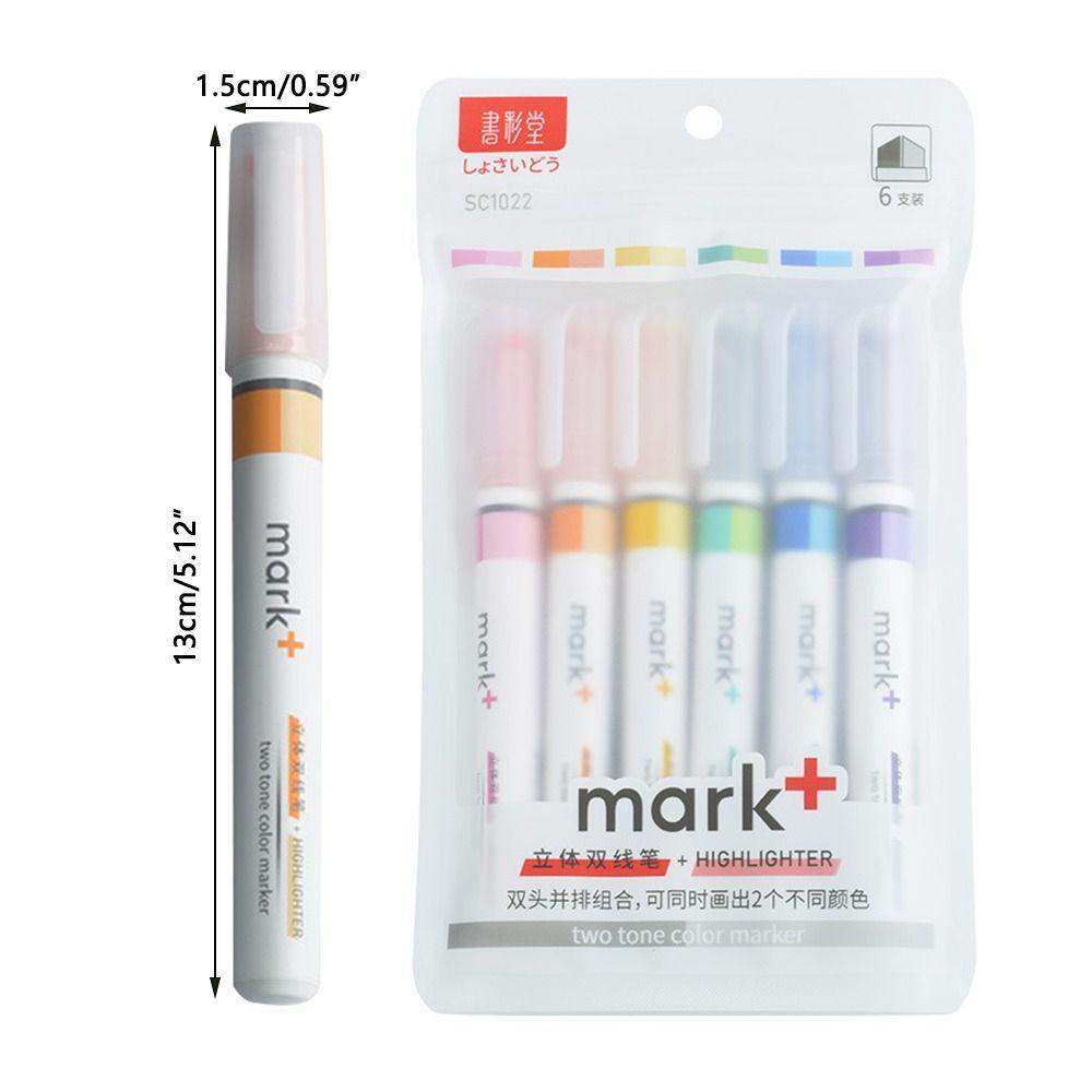 PISTA Set 6 Bút Bắt Sáng Hai Đầu Màu Sắc Ngọt Ngào