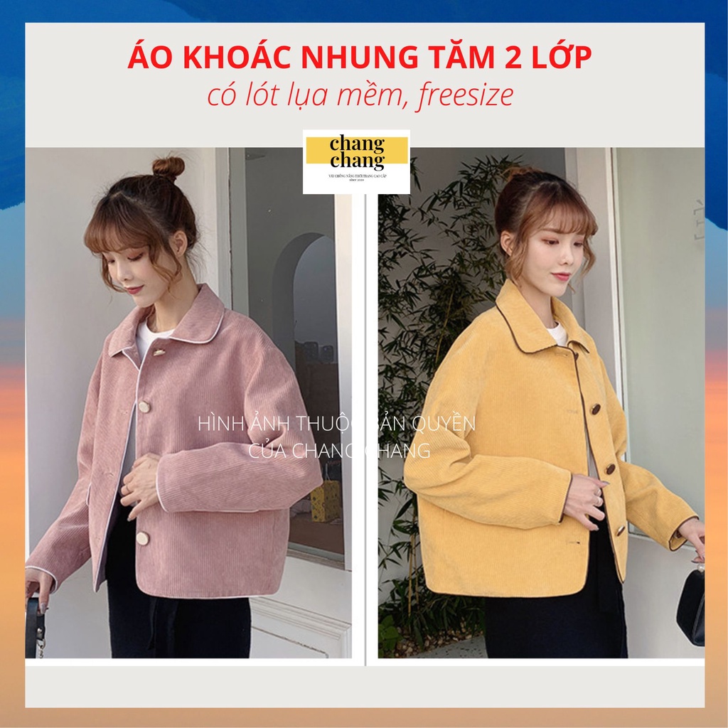 [HÌNH THẬT] Áo Khoác Nữ Nhung Tăm 2 Lớp Mềm Mịn, Áo Khoác Nữ Cao Cấp Thiết Kế | CHANG CHANG