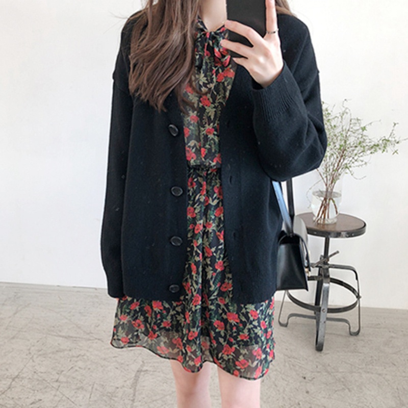 Áo Cardigan Len Nữ Dài Tay Form Rộng Ulzzang Vintage Hàn Quốc