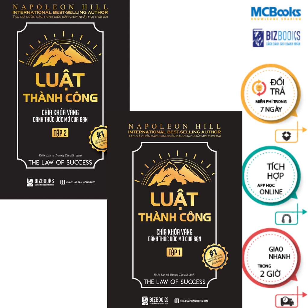 Sách - Combo Trọn Bộ 2 Tập Luật Thành Công: Chìa Khóa Vàng Đánh Thức Ước Mơ Của Bạn tác giả Napoleon Hill