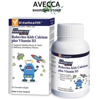 Viên Nhai Bổ Sung Canxi Cho Bé Vitahealth Robovites Kids Calcium Plus With Vitamin D3 - Hộp 30 Viên.