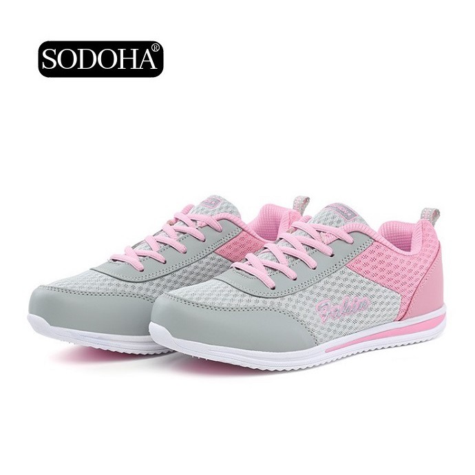 Giày Sneaker Thể Thao Nữ SODOHA SDH9968HX Xám Phối Hồng