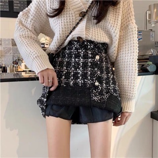 Chân váy tweed 2 màu đen - trắng