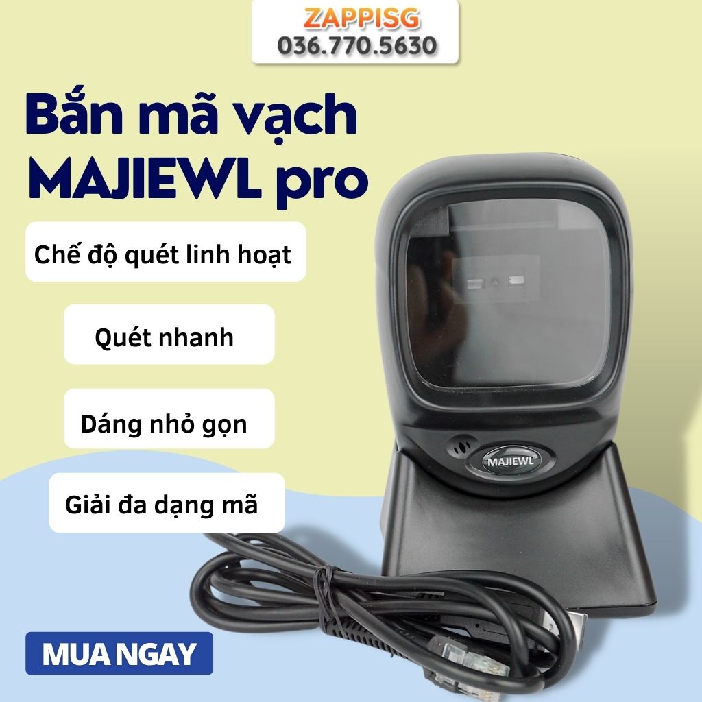 Máy Quét Mã vạch - Đầu Đọc Mã Vạch Đa Tia MAJIEWL Tự Động Nhanh, Chính Xác - BH 1 ĐỔI 1