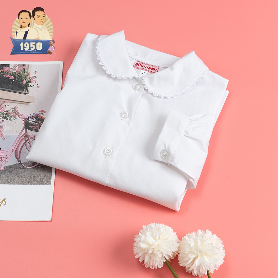 Sơ mi nữ trắng đồng phục học sinh chất liệu cotton 100% thoáng mát. Áo trắng 1950 by Đức Hạnh Hàng Trống | BigBuy360 - bigbuy360.vn