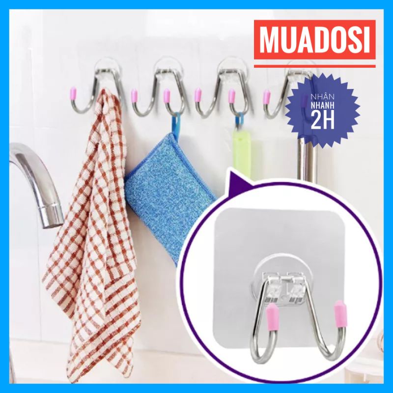 Móc Đôi Inox Treo Đồ Dán Tường Đa Năng