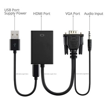 Cáp chuyển đổi tín hiệu từ VGA sang HDMI có âm thanh