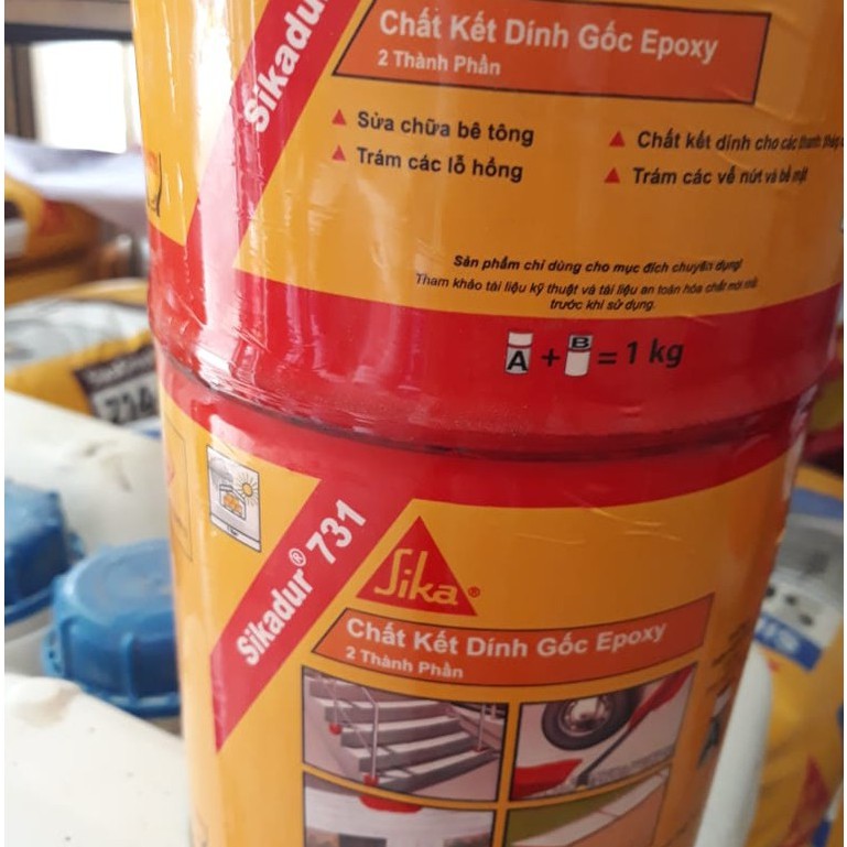 Sika dur 731 - 1kg - Chất Kết Dính Gốc Epoxy Hai Thành Phần, Keo Khoan Cấy Thép Với Bê Tông