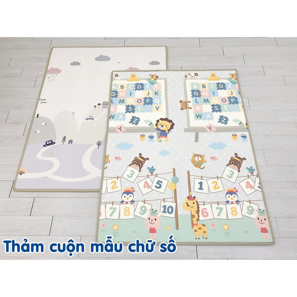 Thảm cuộn trải sàn cho bé 2 mặt, thảm XPE Umoo loại dày cao cấp an toàn cho bé