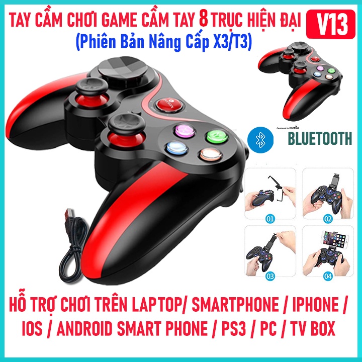 Tay cầm chơi game không dây, Tay game bluetooth 2.4G cho Android PC TV Box