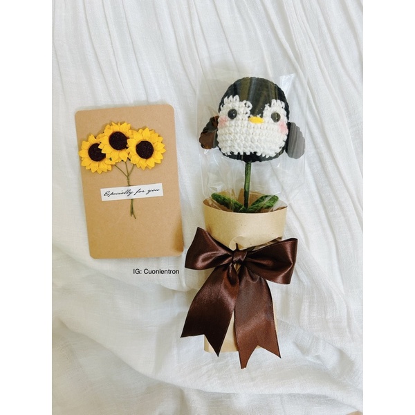 Bó hoa thú len handmade (sản phẩm sẽ được bó như ảnh bìa)