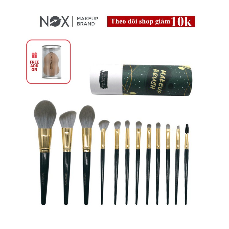 Set 12 Cọ Trang Điểm Phấn Nền / Phấn Má Hồng / Phấn Mắt NOX Tiện Lợi