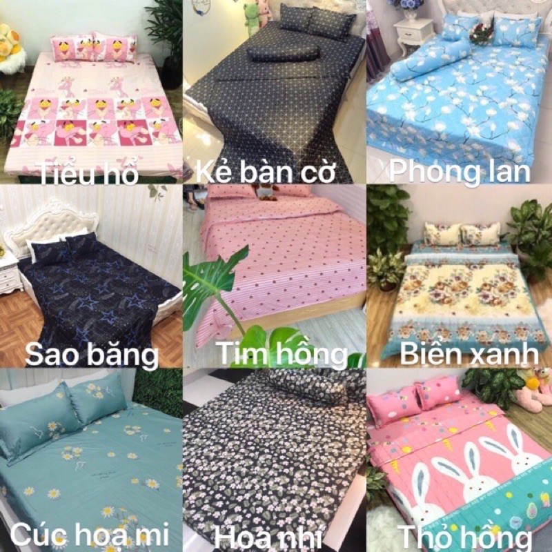 (Xả Kho 3 ngày) Bộ ga giường và vỏ gối poly 1m2/ 1m6, 1m8, 2mx2m2,chat chọn mẫu