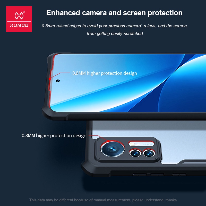 Ốp Lưng XUNDD Xiaomi Mi 12 / 12S / 12X / 12 Pro / Mi 12 Lite / Mi 10 / 10 Pro, Mặt lưng trong suốt, Viền TPU - Đen