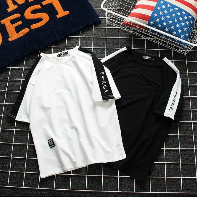 Áo thun unisex form rộng tay lỡ họa tiết Chữ Nhật tay lở vải tốt co giãn chống xù | BigBuy360 - bigbuy360.vn