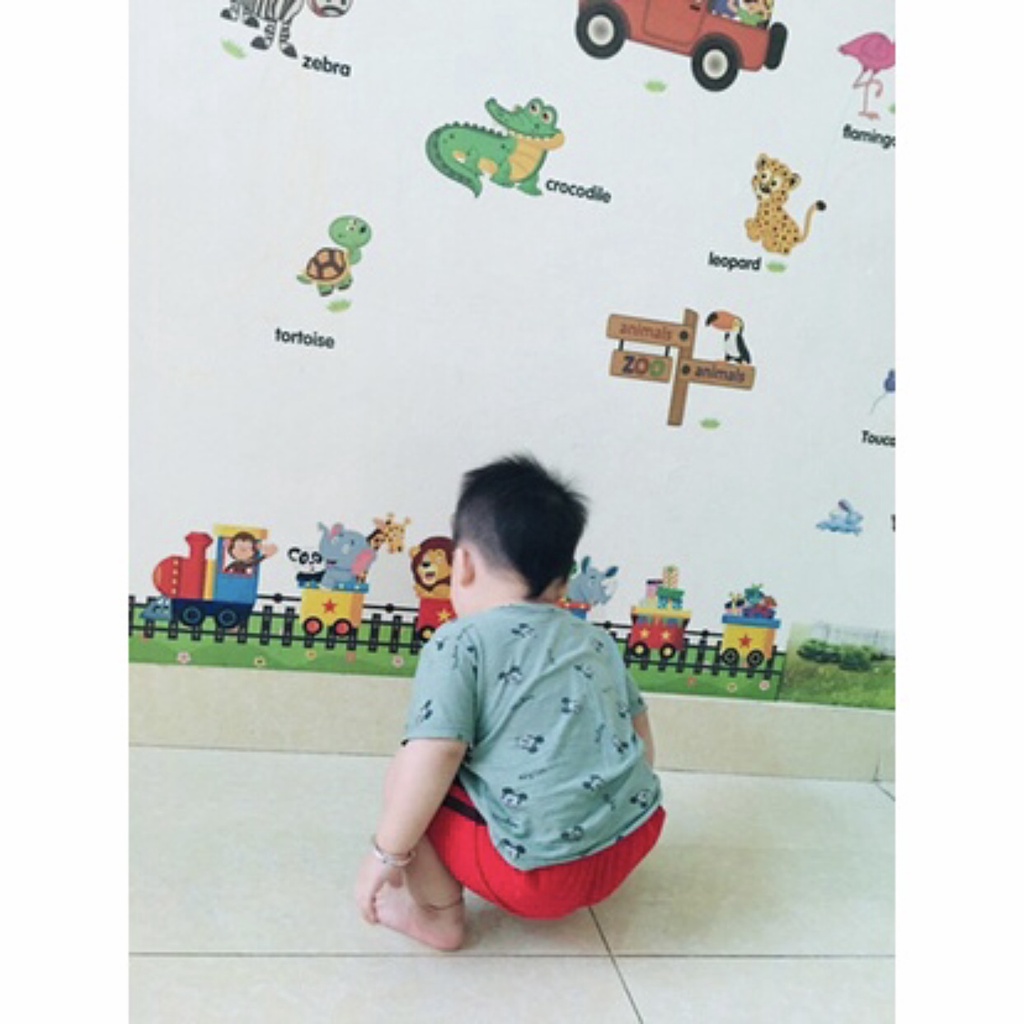Giấy dán tường phòng ngủ decal dán tường cho bé decor trang trí dễ thương - Lá Tre 0303