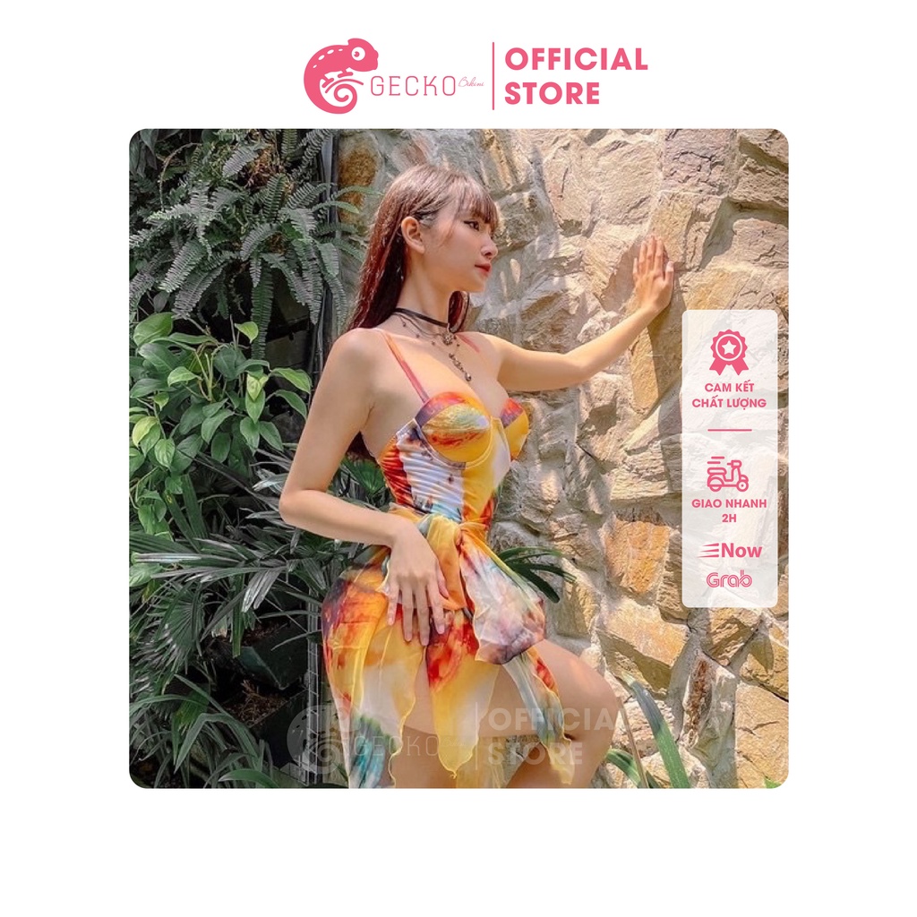 Bikini Đồ Bơi 1 Mảnh Nâng Ngực Kèm Khăn GK0126 (Video, Ảnh Thật)