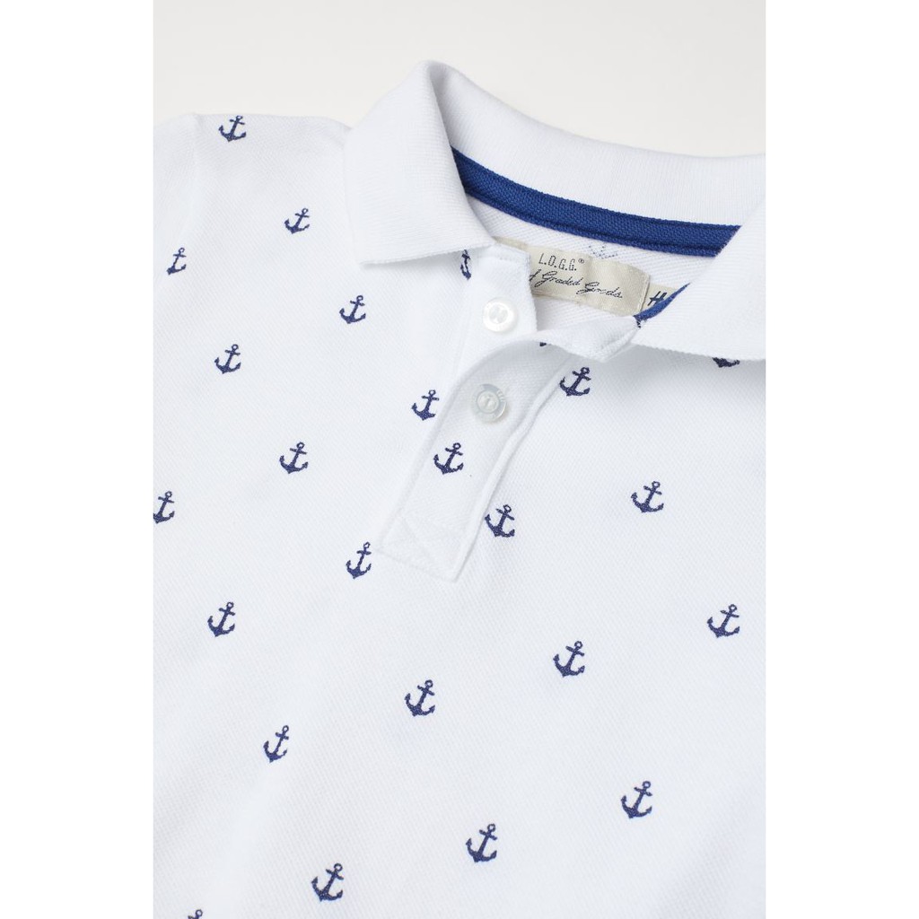 Áo polo trắng anchor HM H&amp;M_hàng chính hãng authentic