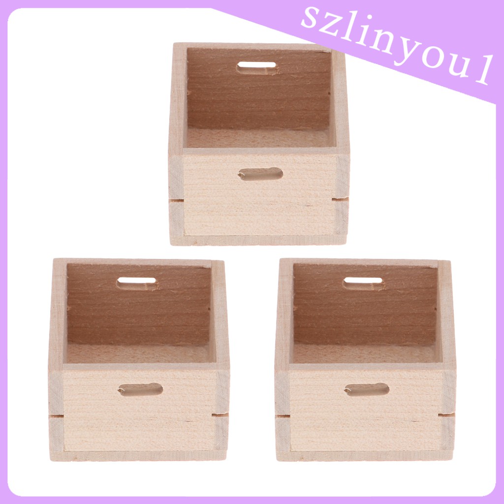 Bộ 3 Hộp Gỗ Mini 1: 12 Trang Trí Nhà Búp Bê