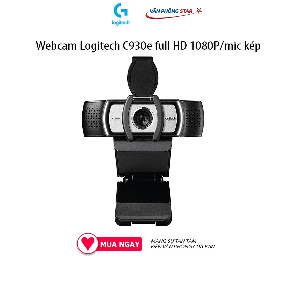 Webcam Logitech C930e full HD 1080P/mic kép dành cho doanh nghiệp có hỗ trợ H.264 lấy nét tự động zoom 4x góc rộng 90 độ