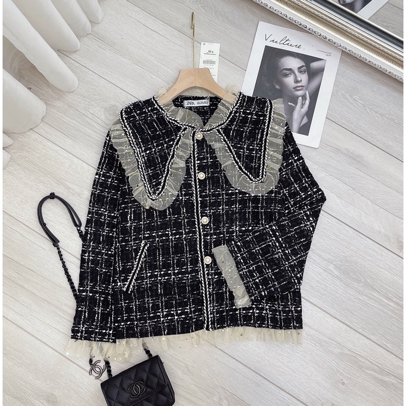 áo dạ tweed phối bèo