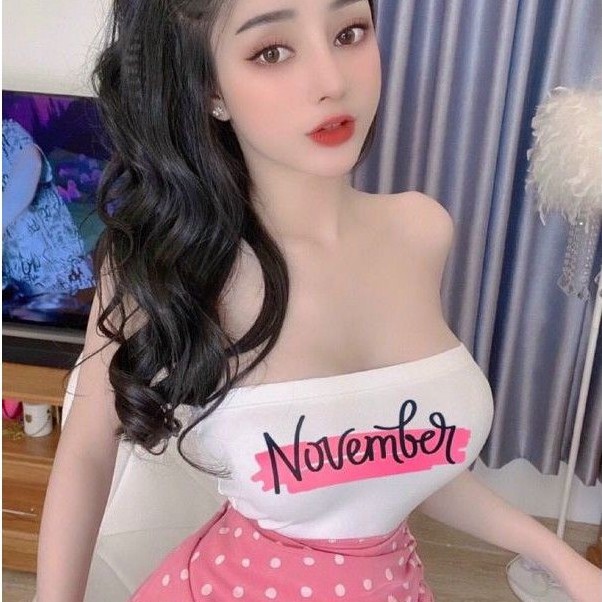 Áo ống cúp ngực in chữ NOVEMBER