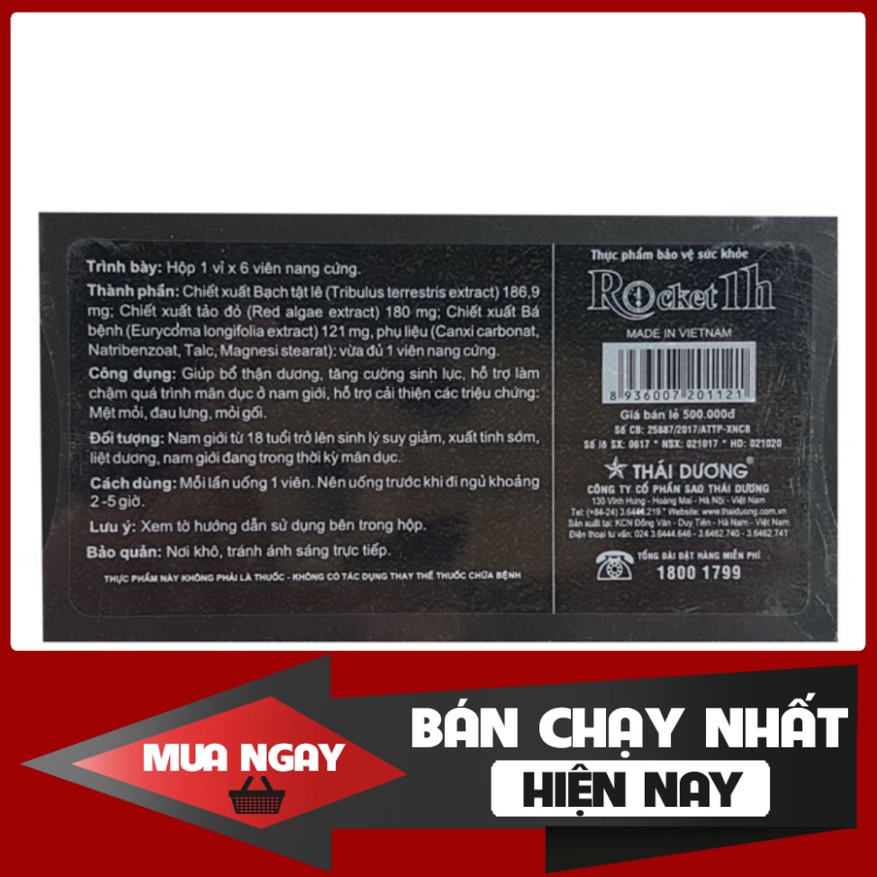 SIÊU GIẢM GIÁ (Chính hãng) Viên uống ROCKET 1h - Bền bỉ suốt 1h $$