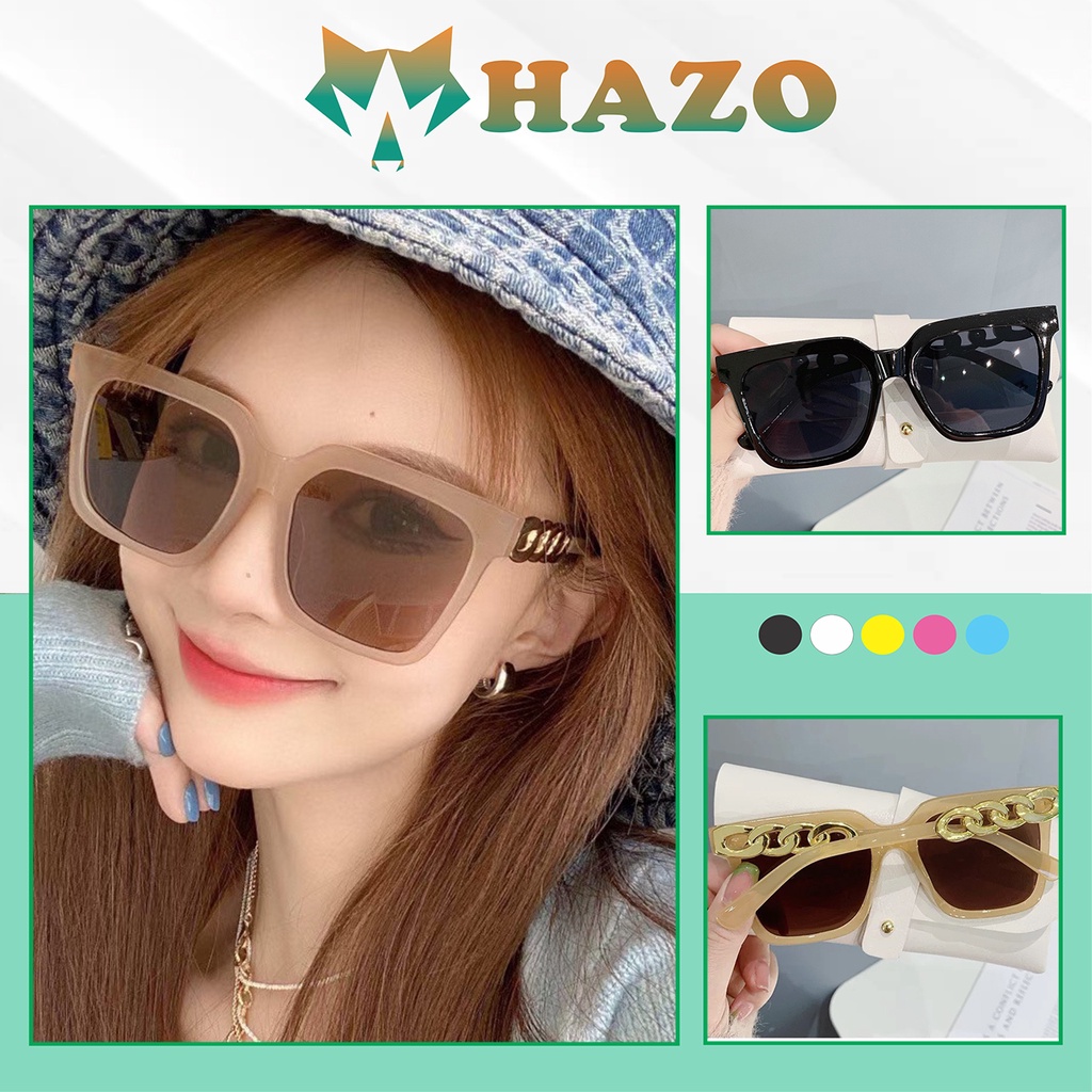 Mắt Kính Thời Trang Kính Râm Form Vuông Dây Xích 643 Sang Chảnh Phong Cách Ulzzang - Hazo