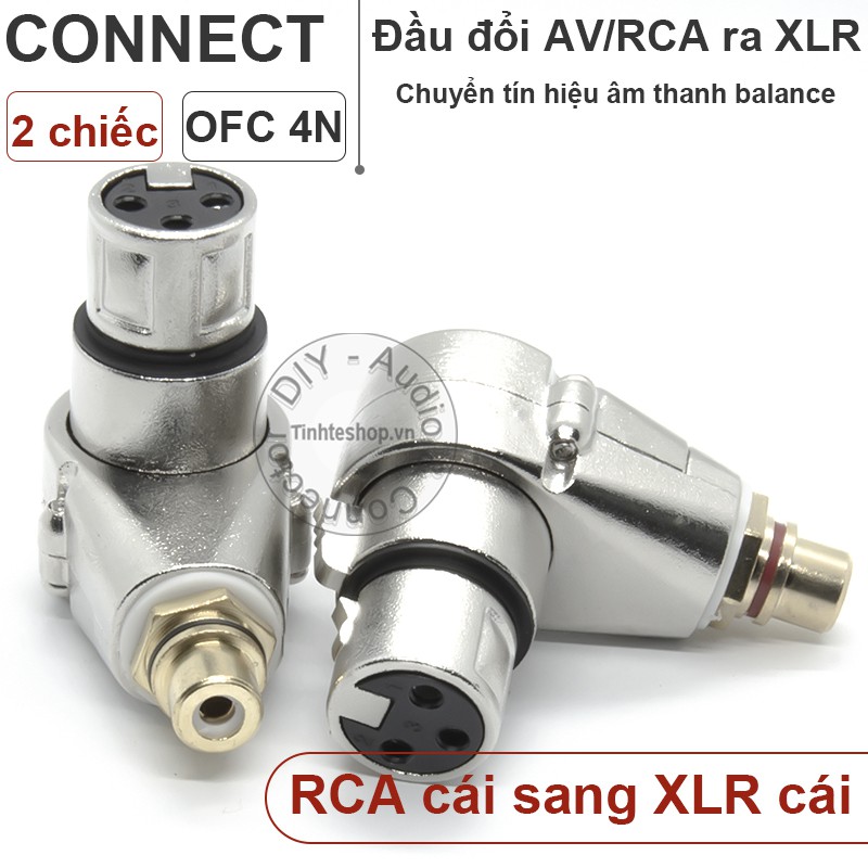 2 chiếc - Đầu đổi XLR sang AV bẻ góc - Rắc balance XLR cannon cái ra AV cái lõi đồng OFC 4N