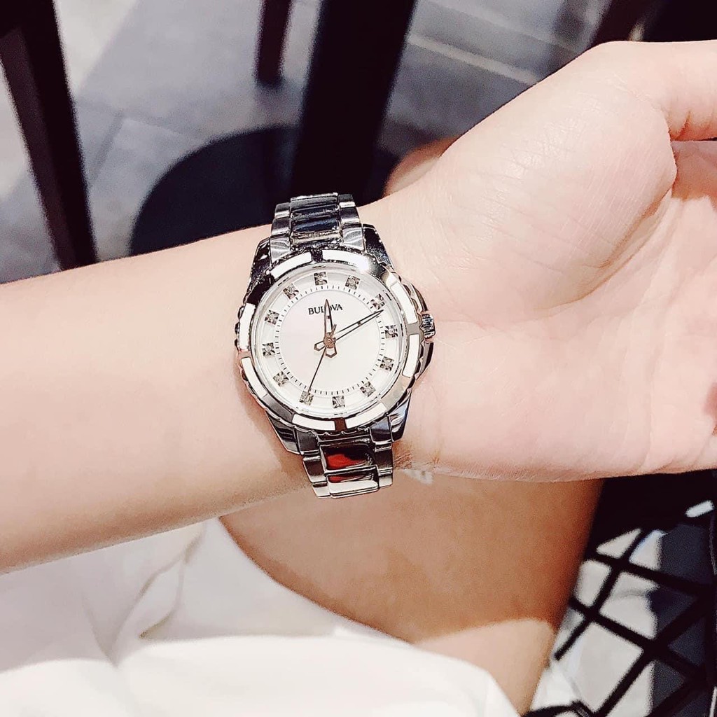 Đồng hồ nữ Bulova 96P144 tông màu silver mix trắng