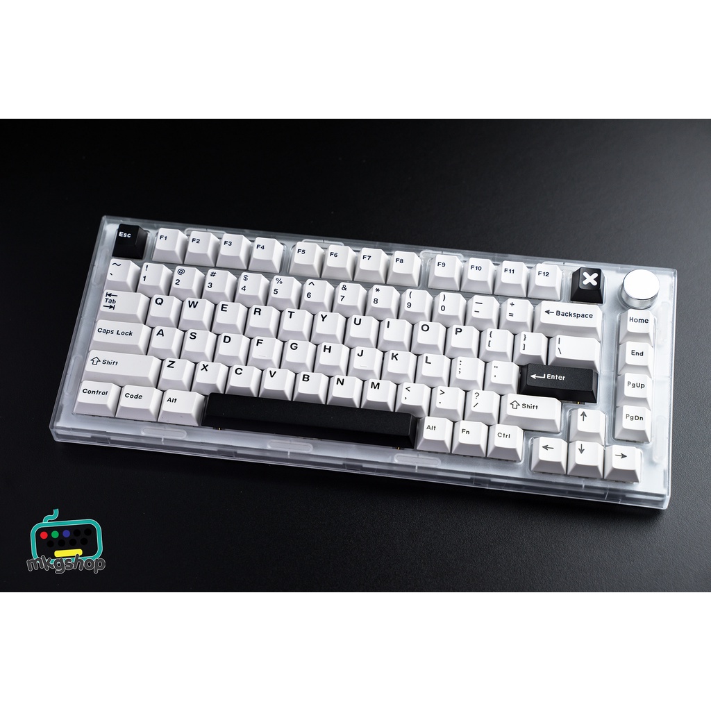 Keycap CMK bow trắng chữ đen doubleshot 173 nút bàn phím cơ, cherry profile