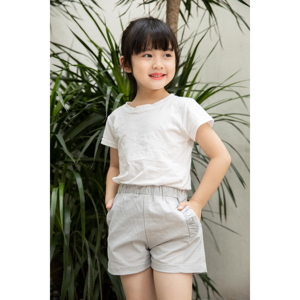 Áo thun bé gái, Áo thun trơn màu trắng, Áo phông trơn, Áo phông trơn cổ tròn, Áo phông trơn cho bé gái size 80 - 140