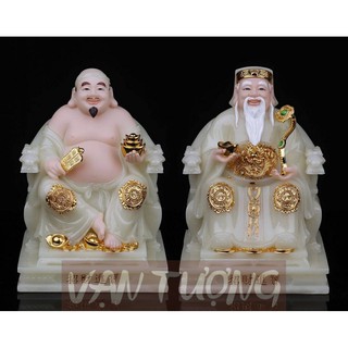 Tượng thần tài thổ địa ngồi ghế đá cao cấp xanh ngọc