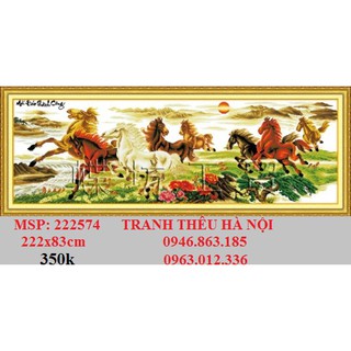 Tranh thêu chư mã dáo thanh công kt 222x83cm
