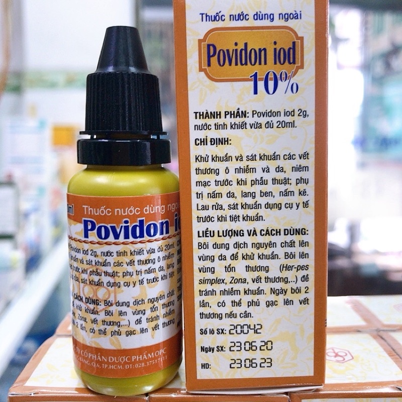 Nước sát trùng vết thương Povidone iod chai 20ml