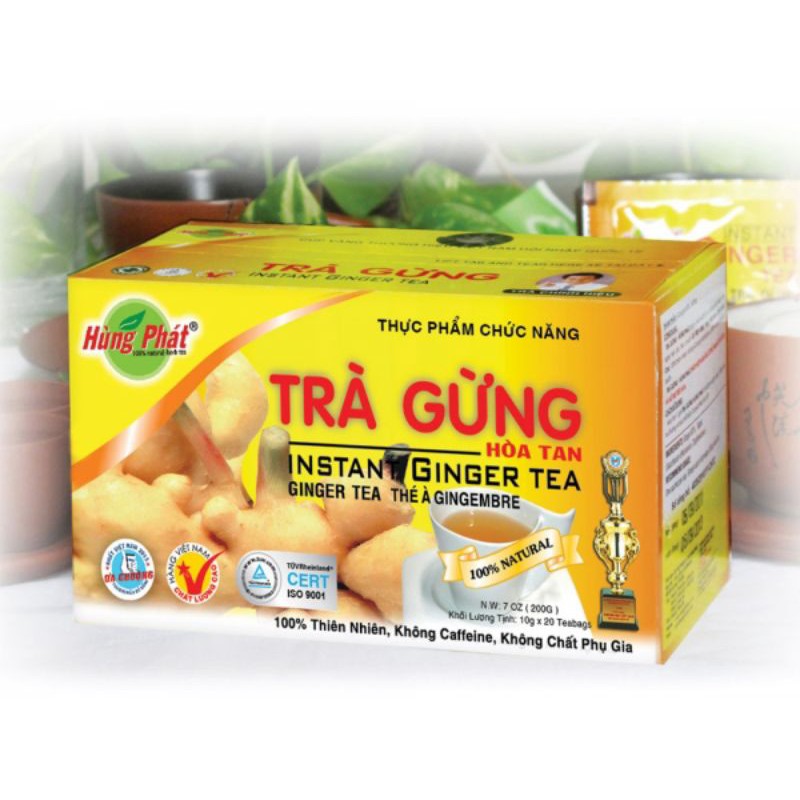 Trà Gừng Hoà Tan Hùng Phát 200g (20 gói)