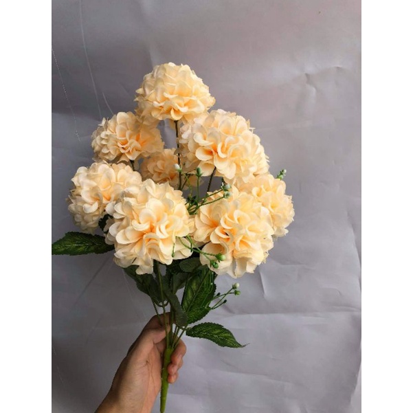 Cụm Tú Cầu 9 bông Size To , dài đầu bông 8cm_ hoa giả trang trí