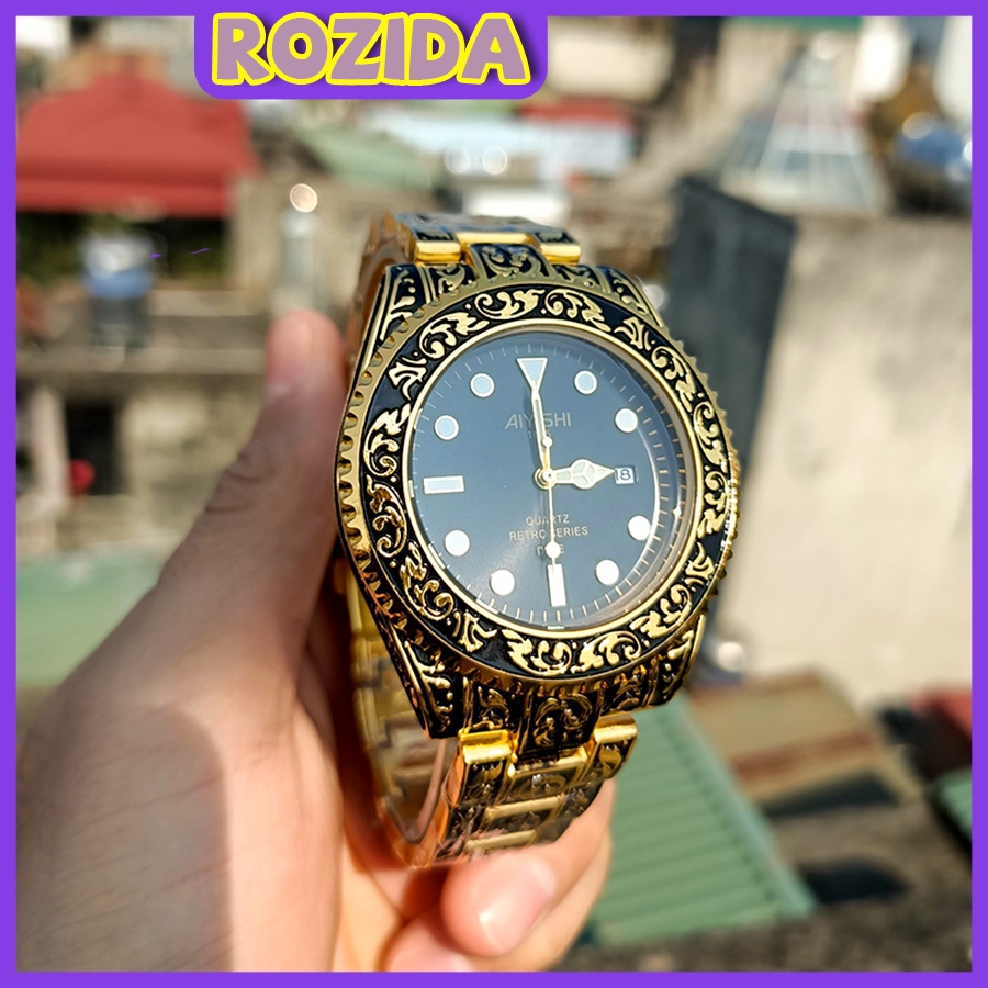 Đồng hồ nam chính hãng đẹp dây thép cao cấp giá rẻ chống nước chống xước ROZIDA DH06